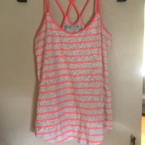 Maurice’s orange and white stripe tank